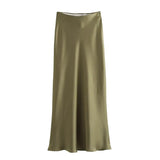 MUJER Woman 2025 Satin Skirt Women High Waist Long Skirts For Women Summer Black Midi Skirt Woman Office Elegant Women's Skirts 6