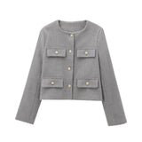 Women’s Casual Round Neck Cropped Suit Coat