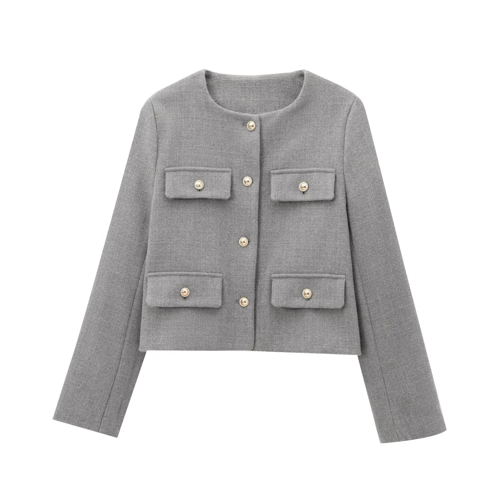 Women’s Casual Round Neck Cropped Suit Coat