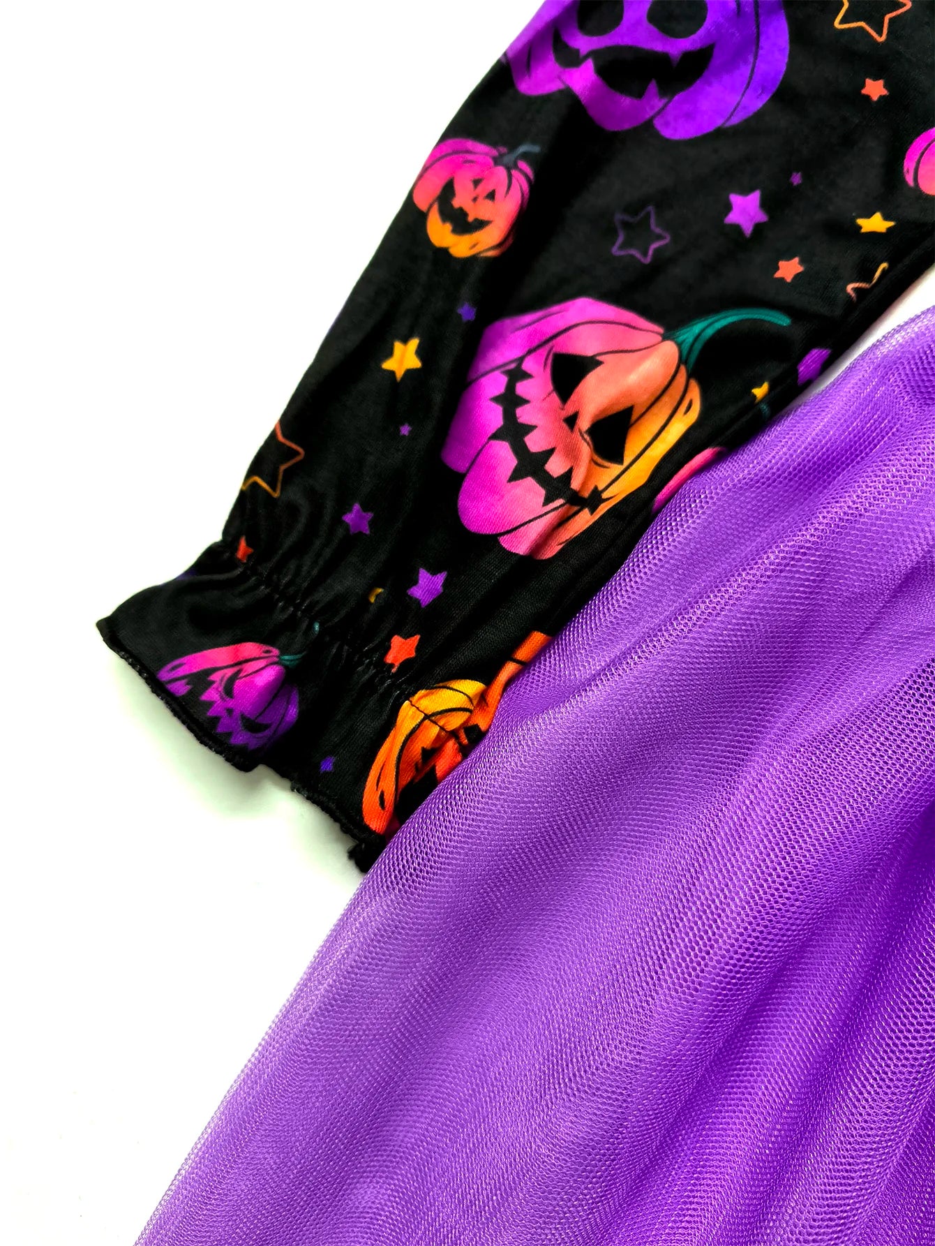 Girl Halloween Dress Pumpkin Ghost Face Pattern Mesh With Ribbon Long Sleeved Girls Party Dresses 2-8 Children Halloween Costume 5