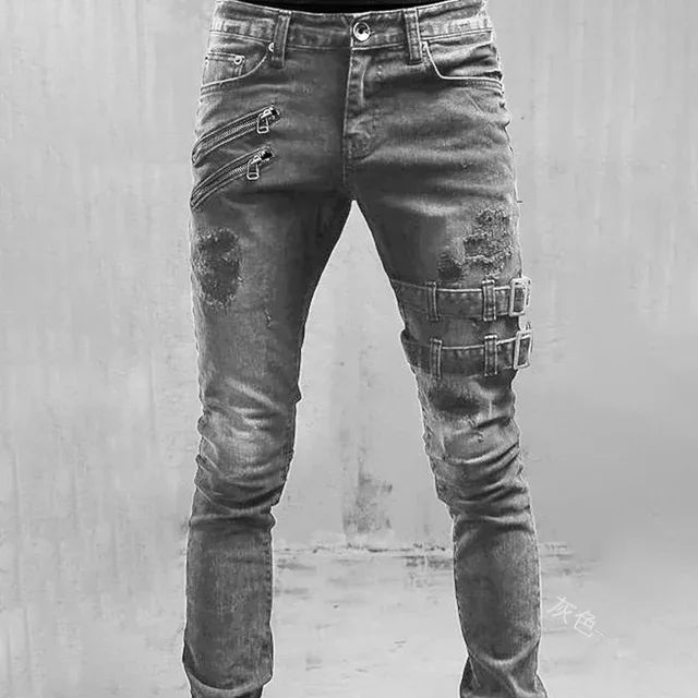 Men’s Urban Moto Biker Skinny Jeans