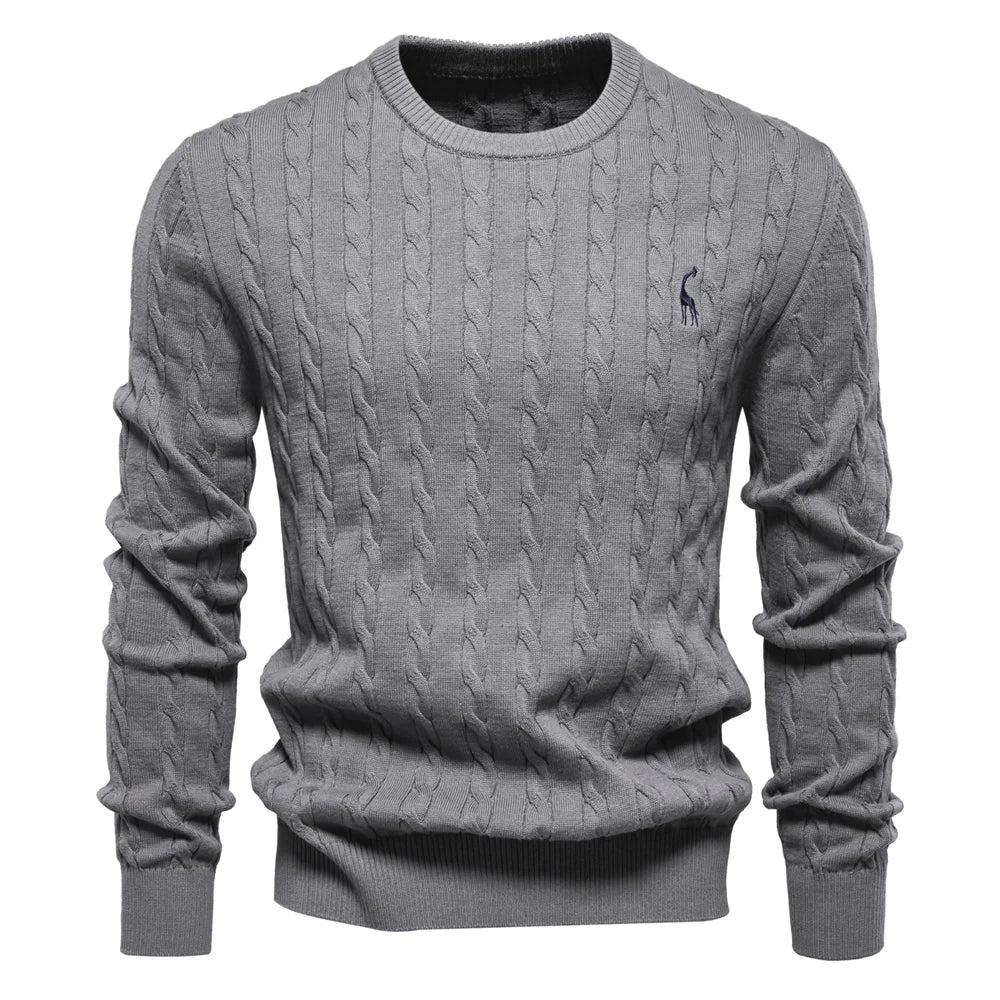 Men's Giraffe Embroidery Cotton Sweater