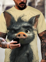 Angry Animal Print Summer Men's T Shirt Casual Short Sleeve Fashion Streetwear Male Oversized Clothing Crew Neck T-Shirts