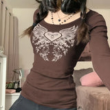 Y2K Grunge Skull Thermal Tee