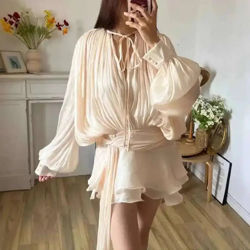 Women’s Sweet Style Lace-Up Mini Dress