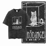 COOLMIND DB cat Printed Cotton Acid Washed Exclusive Graphic Unisex T Shirt Cool Streetwear Men Tshirts Big Size Tee for men