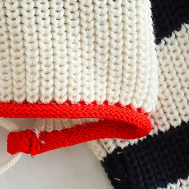 Y2K Striped Pin Up Full Sleeve Knitted Cardigans 6