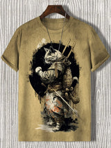 3D Printed Samurai Cat T-Shirt Men - Japanese Style Clothing 5