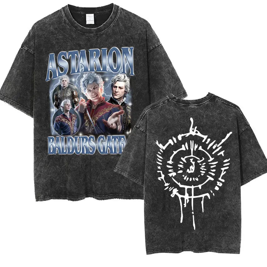 Astarion-Girl-Dinner-Graphic-T-Shirt-Baldurs-Gate-3-Fan-Gamer-Washed-T-Shirts-Women-Men