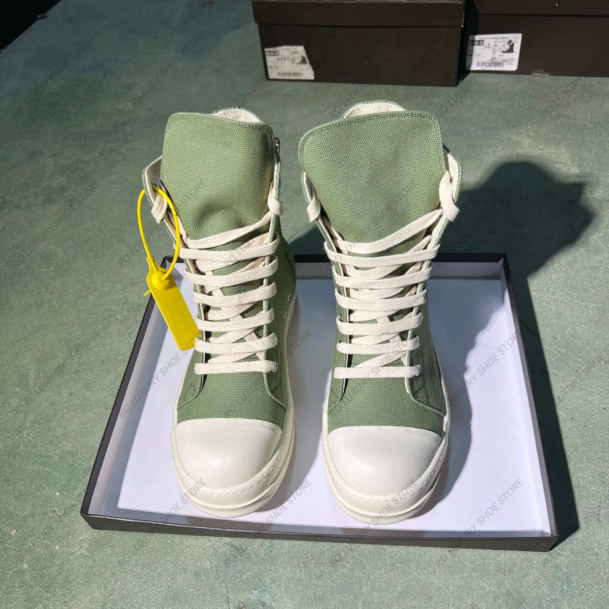 Brand Casual High Top Army-Green Canvas Designer Men Shoe Roman New Fashion Quality Making Street Platform Luxury Women Sneaker