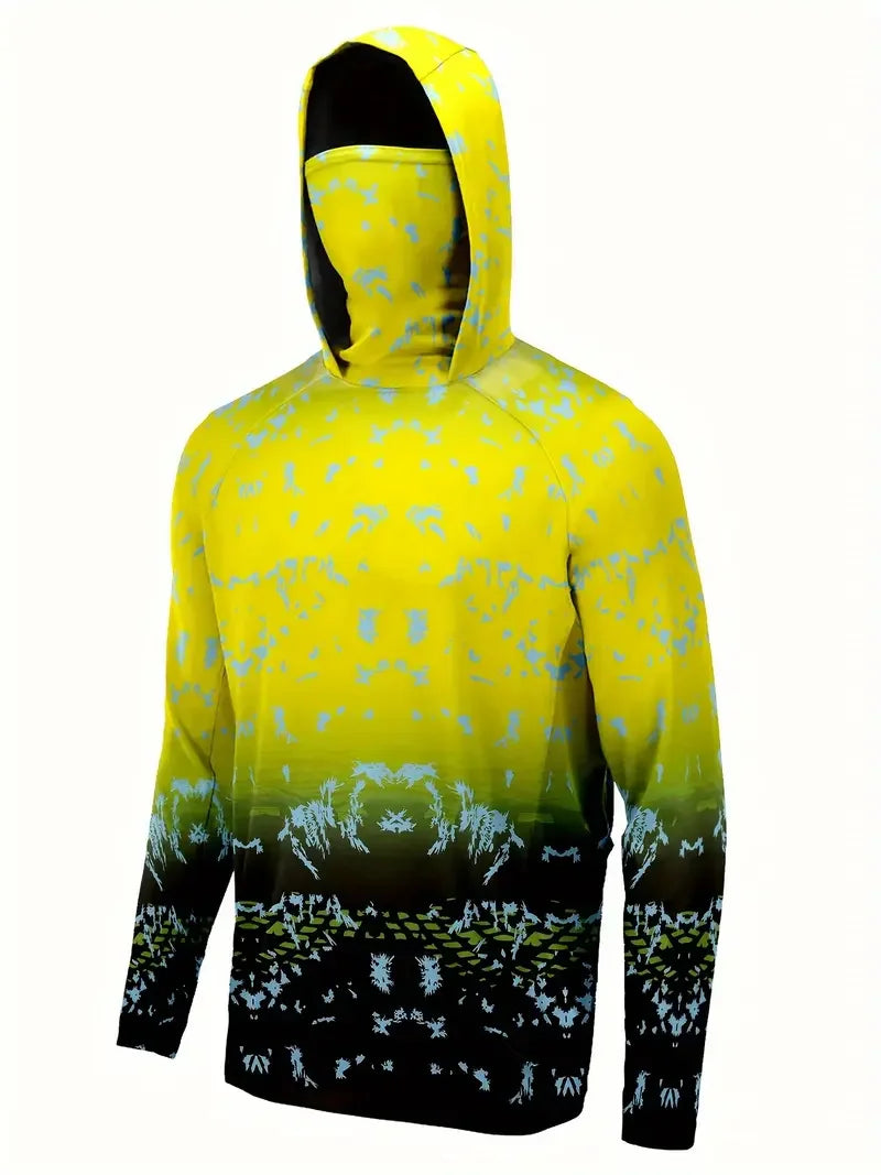Fishing Shirt Hooded Men Fishing Clothes Outdoor Summer Mask Hoodie Sun Uv Protection Performance Jersey 5
