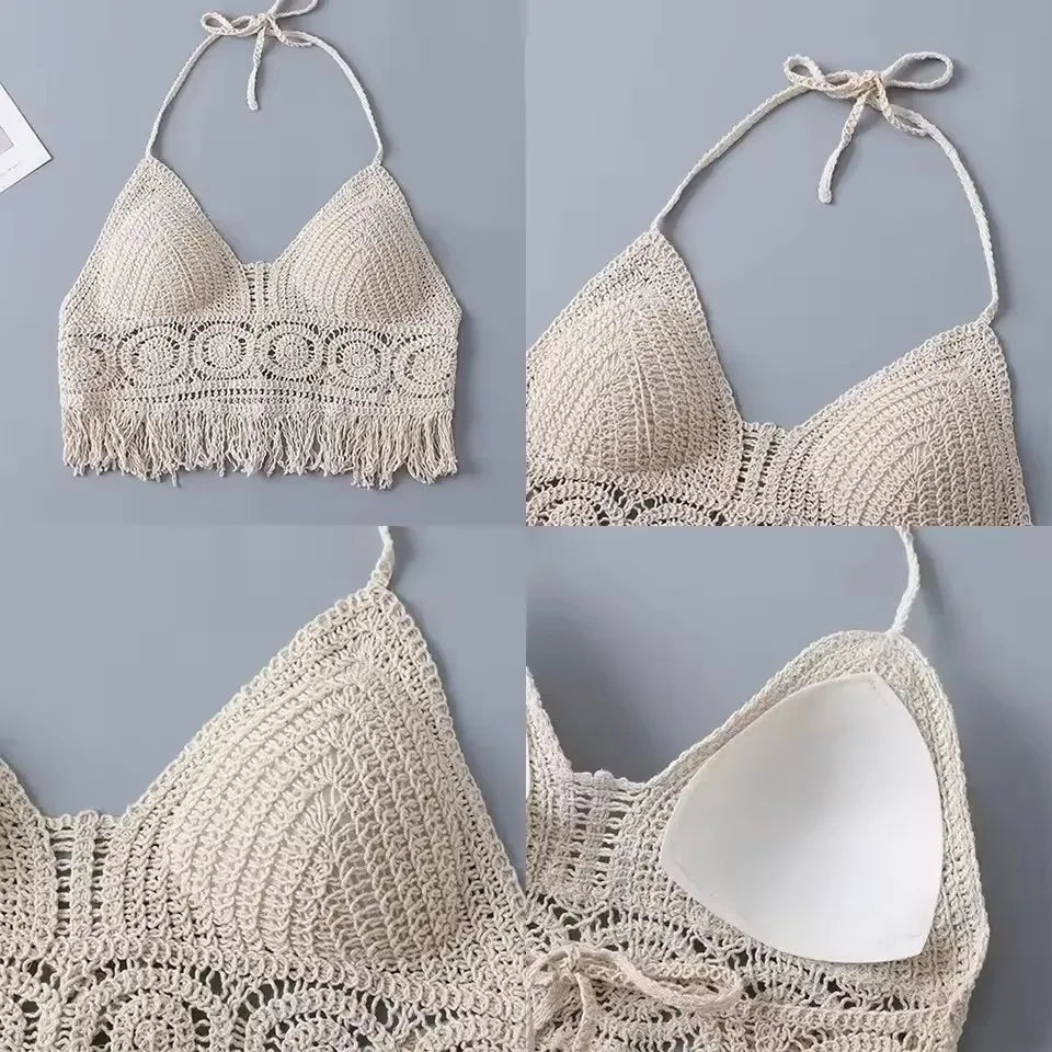 Backless Halter Tank Top with Fringe & Tassels - Women's Boho Summer Style 6