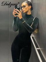 Dulzura Autumn Velvet Sexy Y2K Clothes Long Sleeve O-Neck Bodycon Skinny Zipper Jumpsuit Women Sporty Streetwear Romper Outfits 3