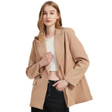 Autumn and spring women's blazer jacket casual solid color double-breasted pocket decorative coat 2