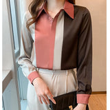 Fashion Elegant Long Sleeve Office Shirt Spring Vintage Stripe Satin Women Blouse 2025 Autumn Button Casual Loose Tops Clothing 3