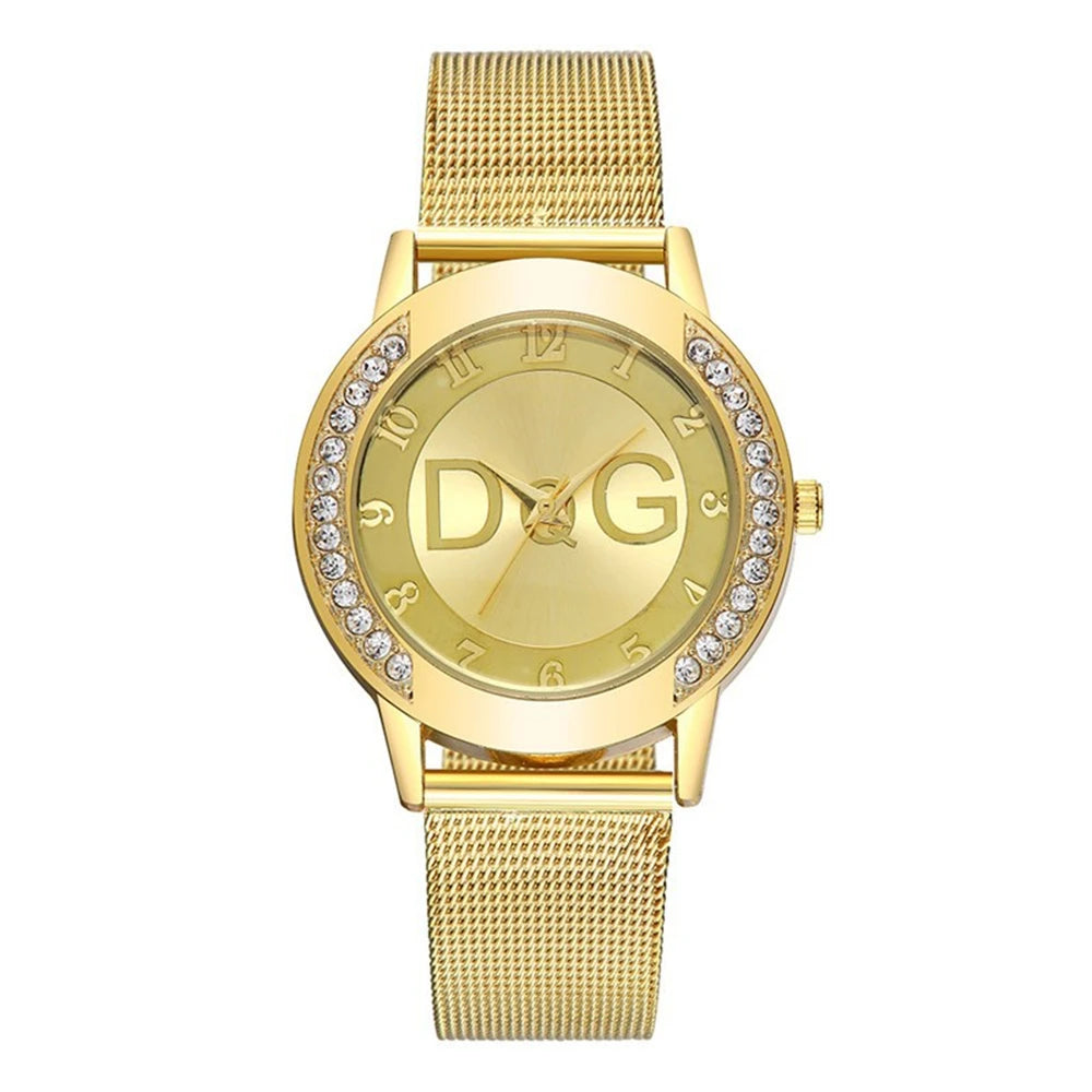 Luxury Brand Women's watches With Diamonds Simple Digital Design Ladies' Quartz Watch Casual Gold Mesh Belt Women Clock Strap