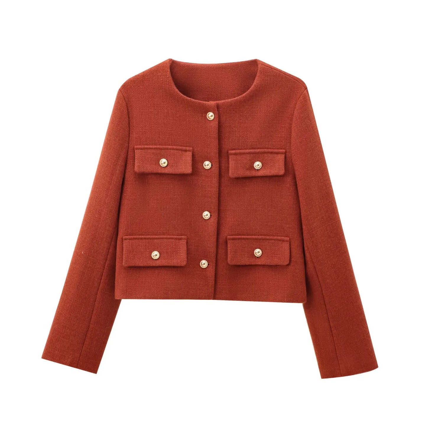 Women’s Casual Round Neck Cropped Suit Coat