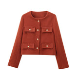 Women’s Casual Round Neck Cropped Suit Coat