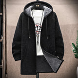 Men's Cardigan Cashmere Long Coat Sweaters with Hoods 5