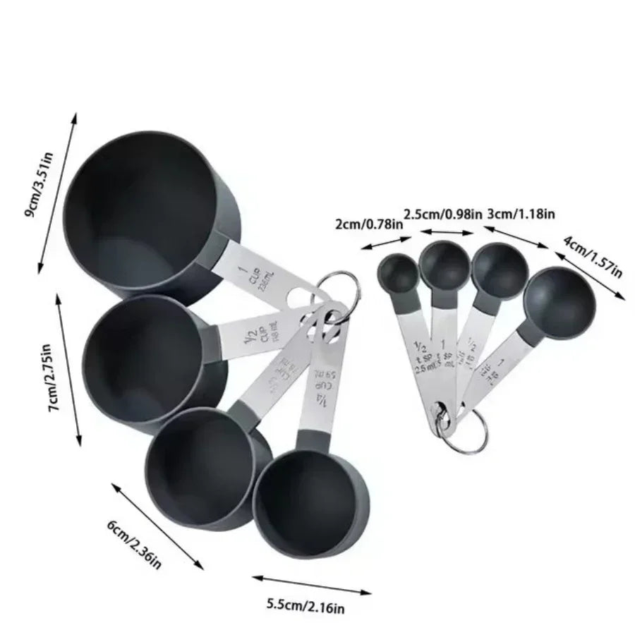 8PCS/set Stainless Steel Measuring Cup and Spoon Set with Scale for Accurate Baking and Cooking Grain Dessert Measuring Tools 5