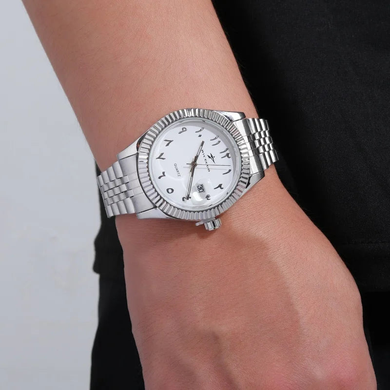 New Men Date Watches High-end Luxury Casual Calendar Stainless Steel Business WristWatch Leisure Sport WristWatch Clock 5