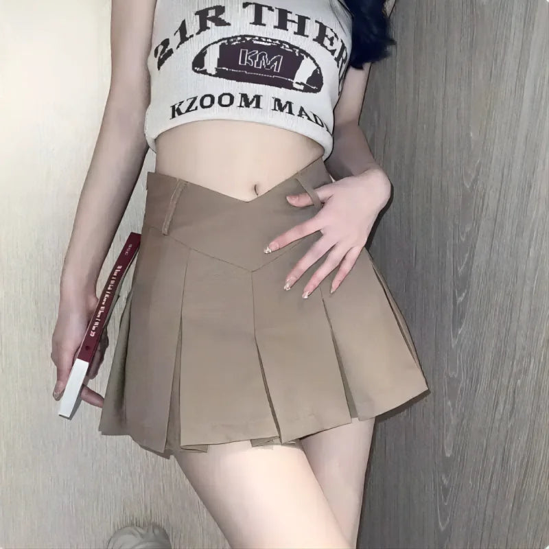 Brown Skirt Ladies 2022 Summer Clothes Women's High Waist Harajuku Korean Style Black Mini Pleated Skirt For School Girl Uniform 4