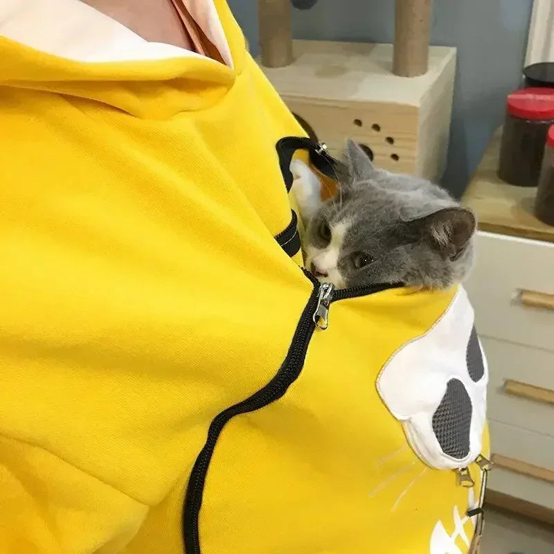 Winter Hoodies Sweatshirt Women Animal Pouch Hood Pullover Blouse Tops Lady Carry Dog Cat 4