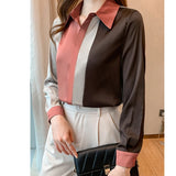 Fashion Elegant Long Sleeve Office Shirt Spring Vintage Stripe Satin Women Blouse 2025 Autumn Button Casual Loose Tops Clothing 4