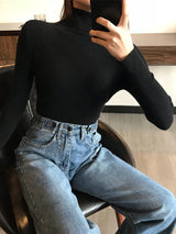 2024 Autumn Winter Thick Sweater Women Knitted Ribbed Pullover Sweater Long Sleeve Turtleneck Slim Jumper Soft Warm Pull Femme 6