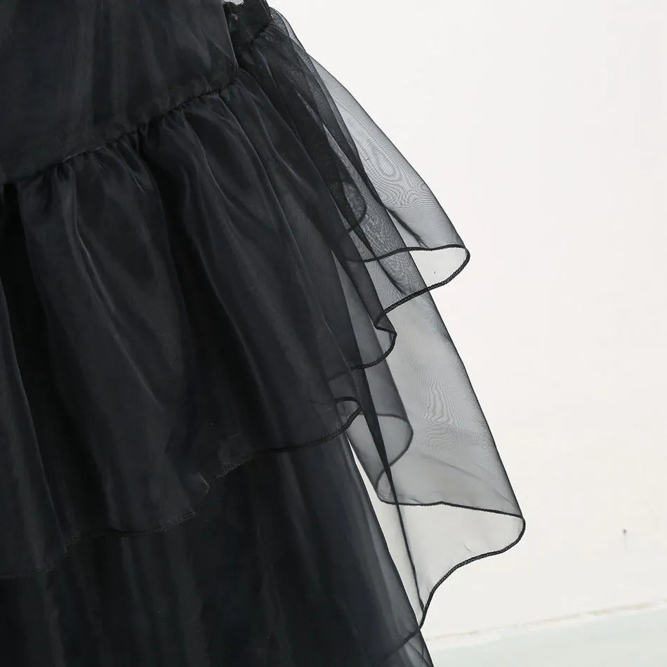 Children Addams Costume Baby Girls Family Cosplay Halloween Costume Kids Family Dancing Black Dress Wednesday Pageant Fantasy 4