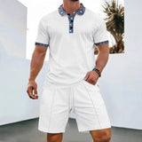 Men’s Summer Waffle-Knit Zip Lapel Set
