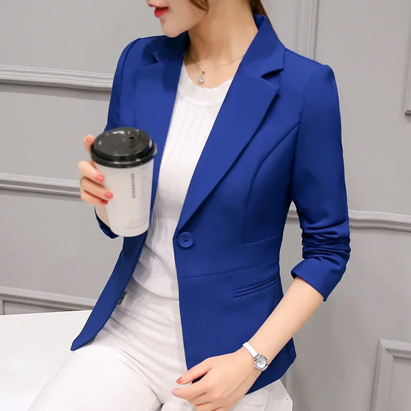 Black Women Blazer 2024 Formal Slim Blazers Lady Office Work Suit Pockets Jackets Coat Female Wine Notched Blazer Jackets Femme 3