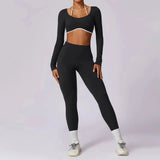 2Pcs Women Gym Set: Running Leggings & Sports Bra with Short Sleeve Top 4