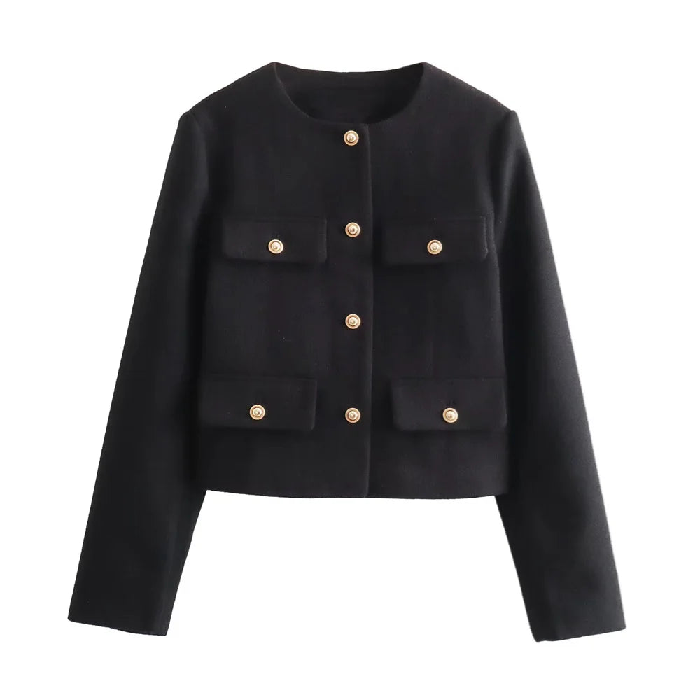Women’s Casual Round Neck Cropped Suit Coat