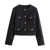 Women’s Casual Round Neck Cropped Suit Coat