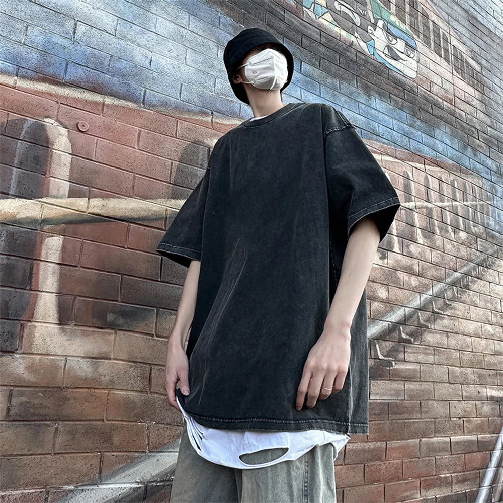230G Cotton Retro T-shirt Drop-shoulder Sleeve Men Women Vintage Short-sleeve T Shirts TheFashionFever 2