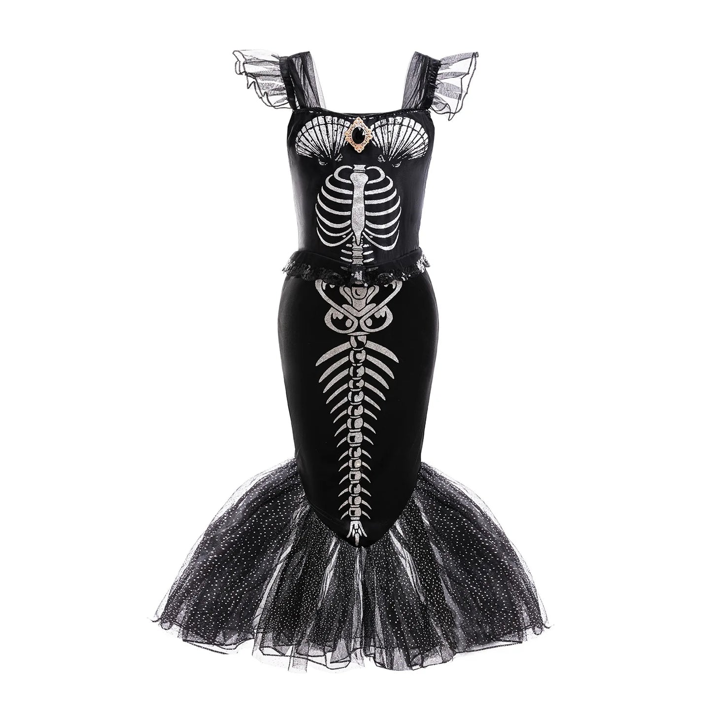 Girls' Gothic Skeleton Mermaid Costume