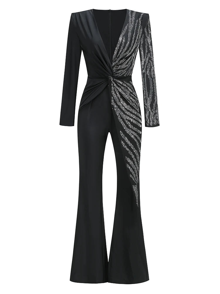 Elegant Diamond Wide-Leg Jumpsuit