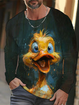 Funny 3D Animal Print Mens Top Fashion Cotton Long Sleeve T-shirt Men