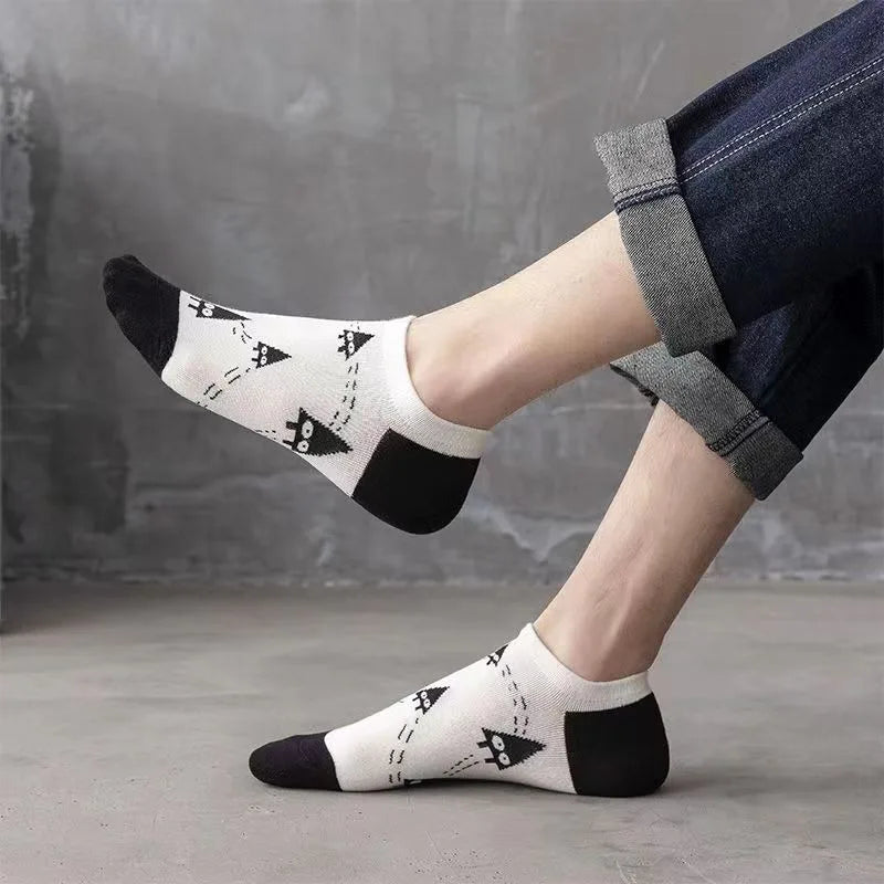 10 Pairs Of Casual Trend Ankle Socks For Men And Women, Comfortable, Breathable And Cute Cartoon Summer Couple Boat Socks 4