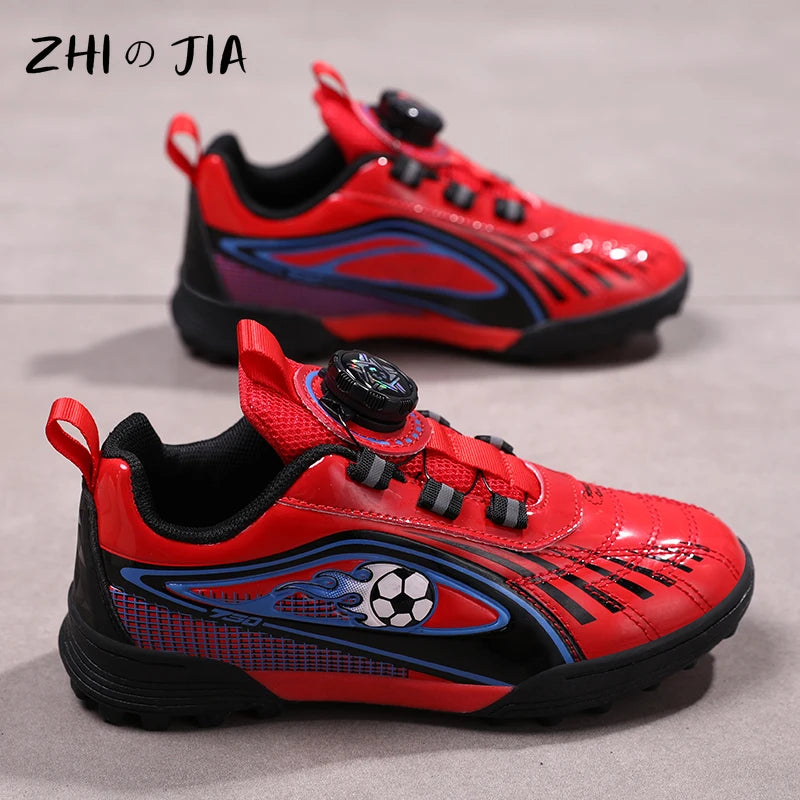 Children's Rotary Buckle Sneaker Boys Girls Professional Training Football Shoes Anti Slip Lightweight Fashion Football Footwear 3