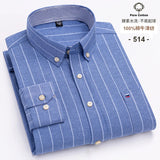 100-Cotton-Oxford-Men-s-Shirts-Long-Sleeves-Plaid-Soft-Regular-Fit-Formal-Dress-Shirt-Pocket