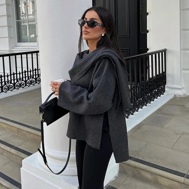 MUJER Plush Winter Coats for Women Asymmetric Scarf Demi-season Jacket for Women Parkas Long Sleeve Padded Coat Woman Jacket 6
