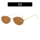 Retro Rimless Oval Cat-Eye Sunglasses