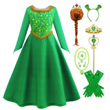 Fantasy Fiona Cosplay Girls Green Dress Clothing Cartoon Monster Costume Disguise Kids Role play Halloween Outfits Children