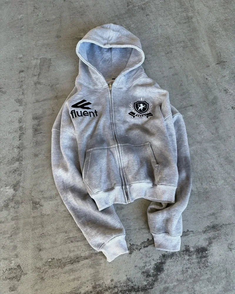Y2K American retro fashion men sportswear alphabet embroidery zipper hoodie Harajuku street Goth loose couple women casual pants 2