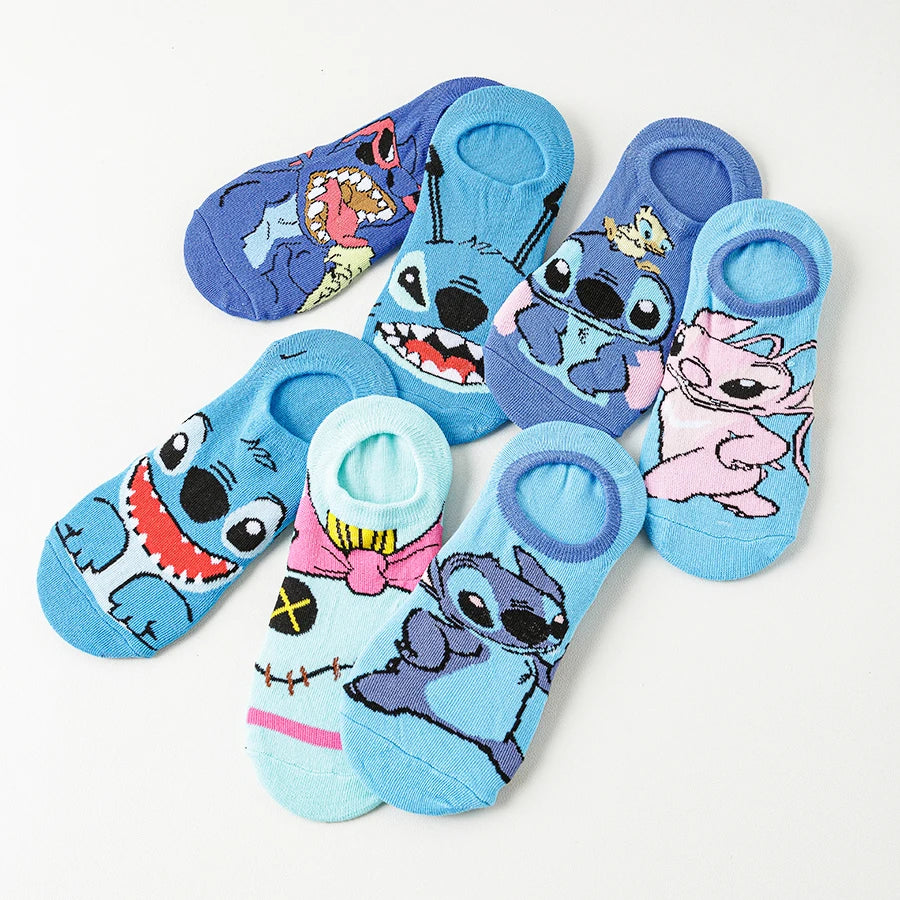 10Pairs miniso disney Unisex Cartoon Anime Socks Men Women Hip Hop Street Style Funny Casual Short Boat Socks 3