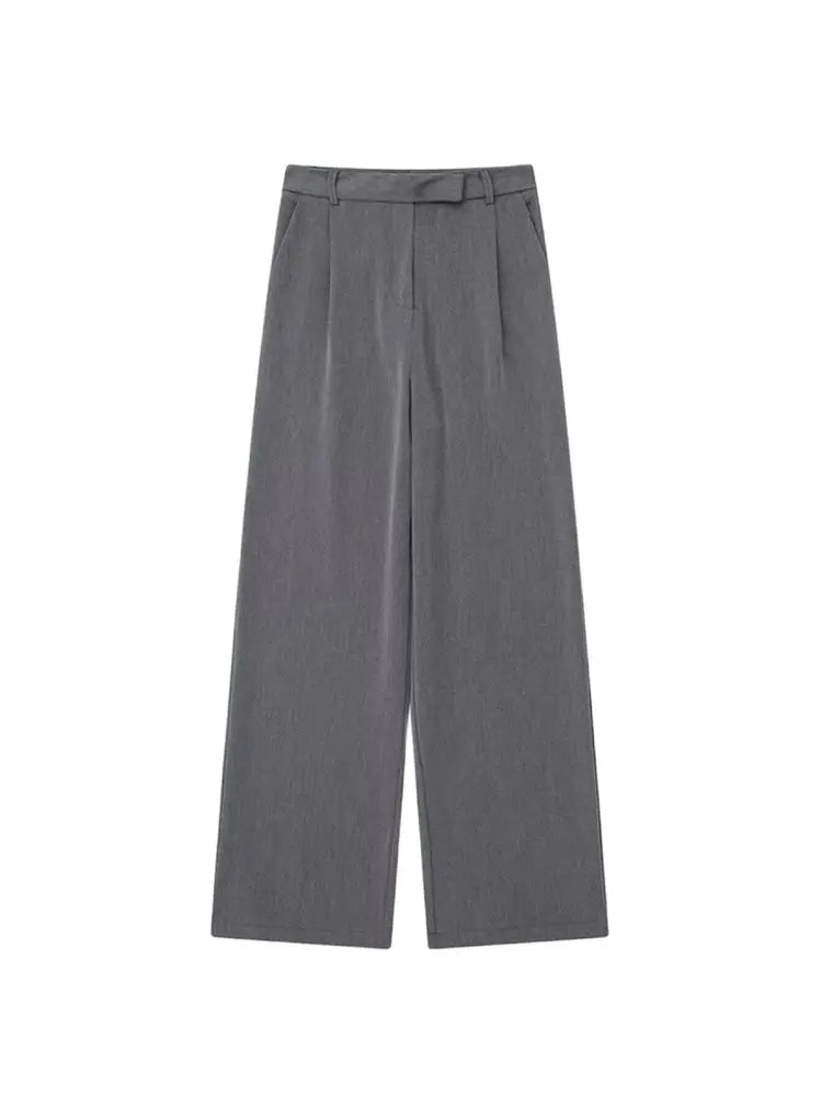 Women Fashion With Darts Front Pockets Wide Leg Pants Vintage High Waist Zipper Fly Female Trousers Mujer 2