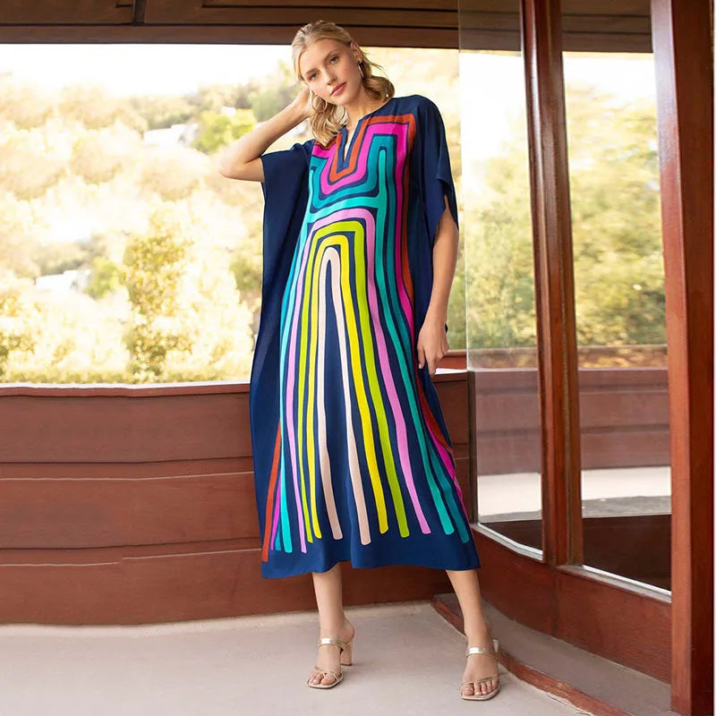 Women's Kaftan Dress | Plus Size Beach Cover Up | Summer Kimono Robe