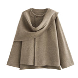 Scarf-Accent Woolen Overcoat
